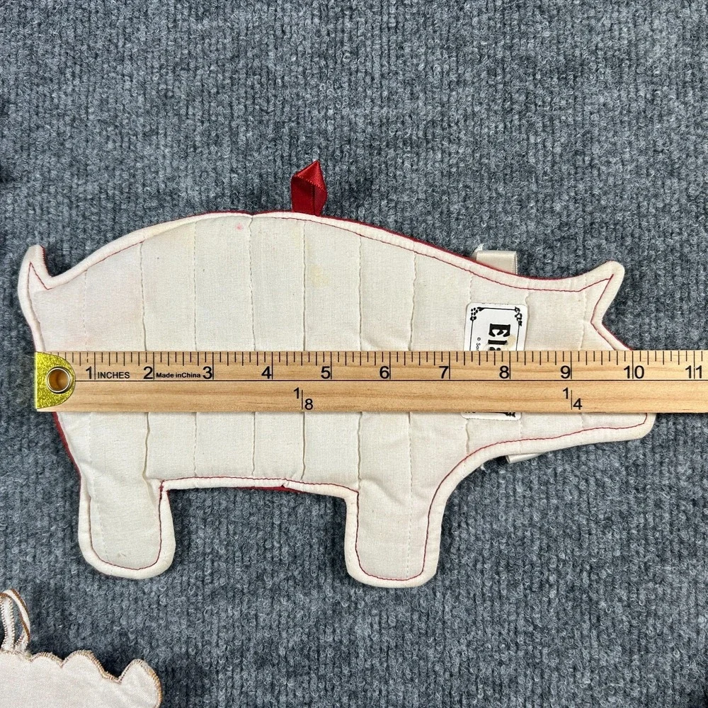 Grandmacore Vintage Farm Pot Holder Chicken Pig Quilted Lot 3 Cottage Christmas